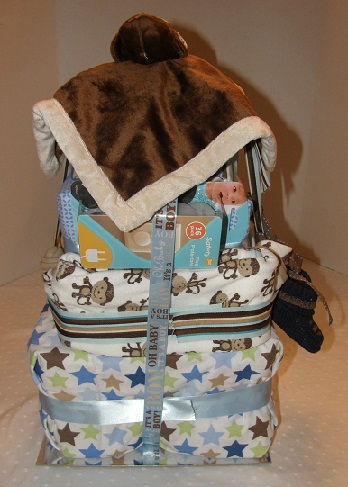 rearview of Five Little Monkeys diaper cake